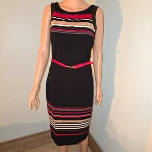 White House Black Market Dress Sleeveless Sheath Striped Career Size‎ 6